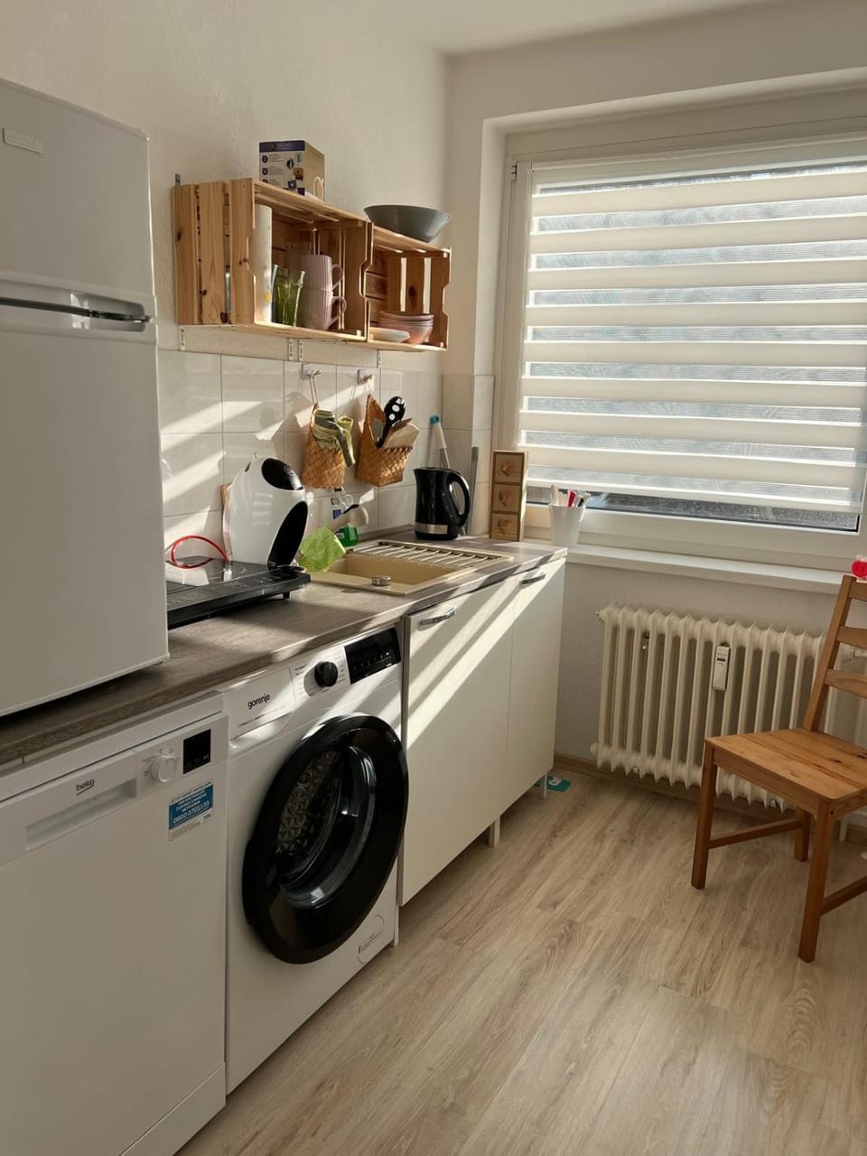 Kitchen or kitchenette, dishwasher, stove, washing machine, kitchen, kitchen