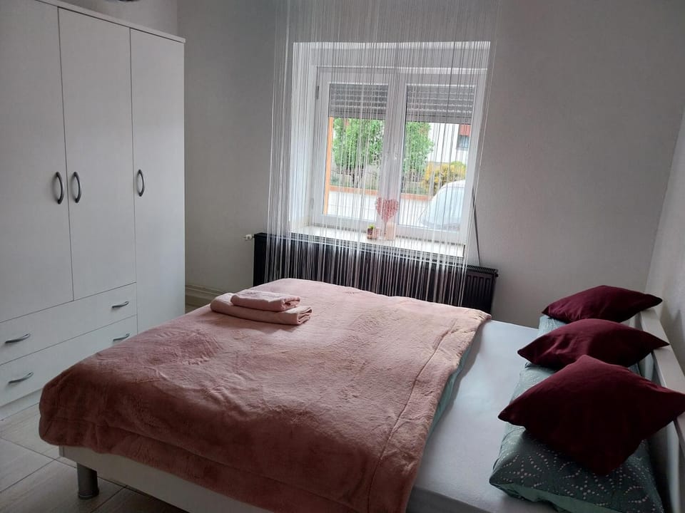 Bed, Photo of the whole room, Bedroom, towels, wardrobe