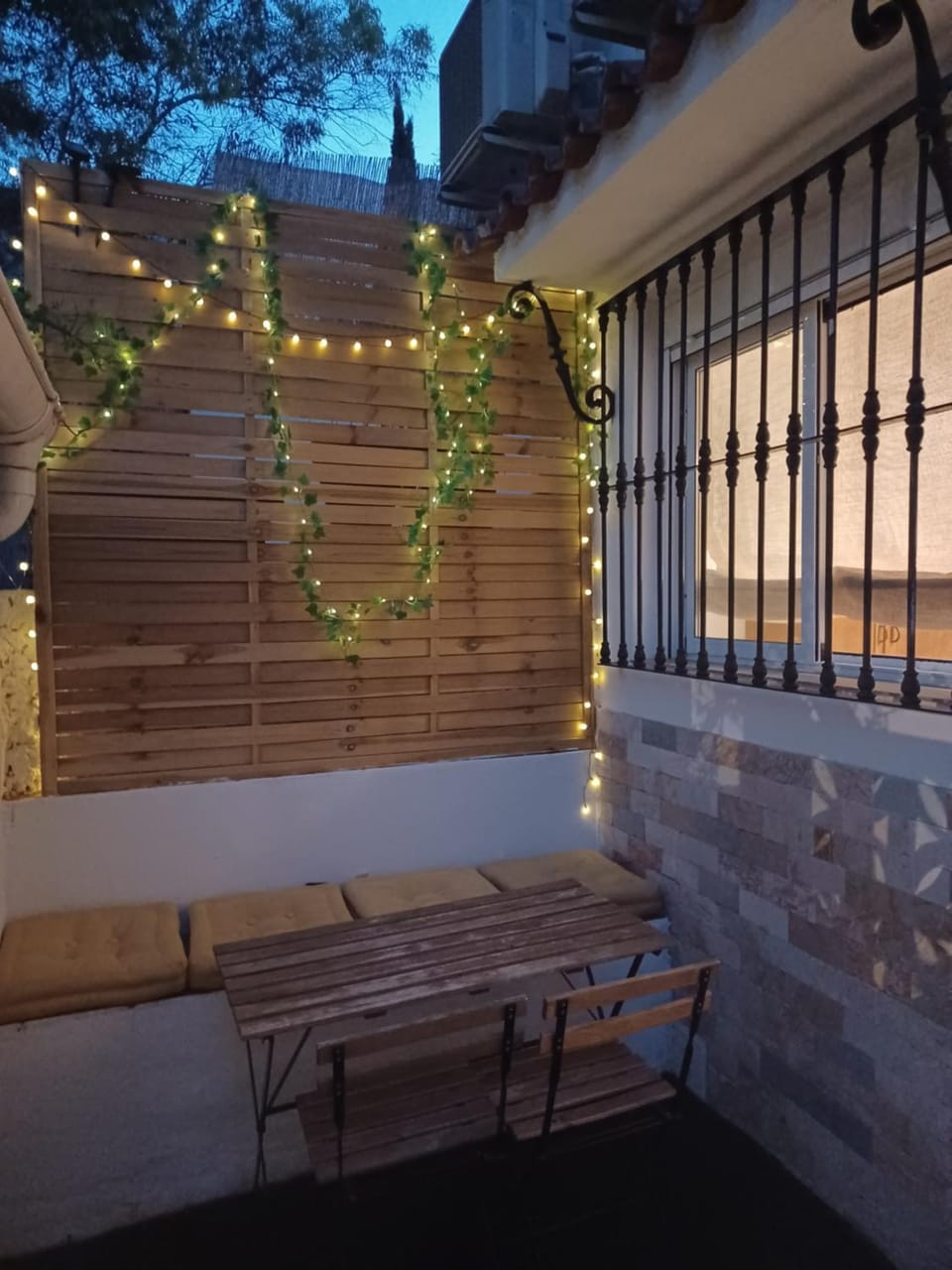 Patio, Facade/entrance, Off site, Night, Balcony/Terrace