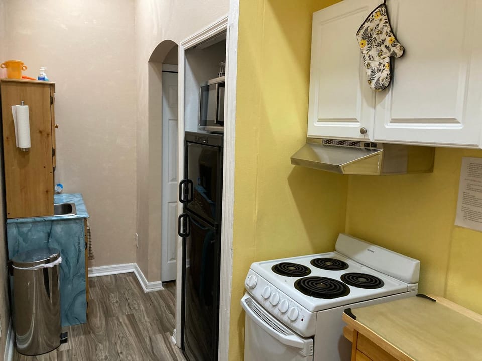 Kitchen or kitchenette, oven, stove