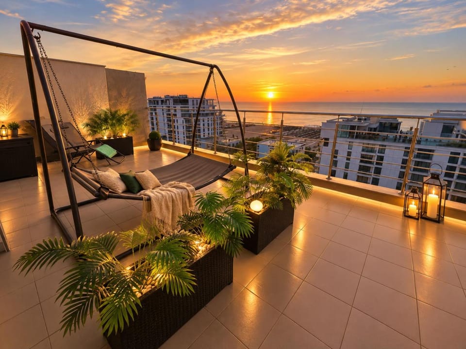 Natural landscape, View (from property/room), Balcony/Terrace, Sea view, Sunrise, Sunset