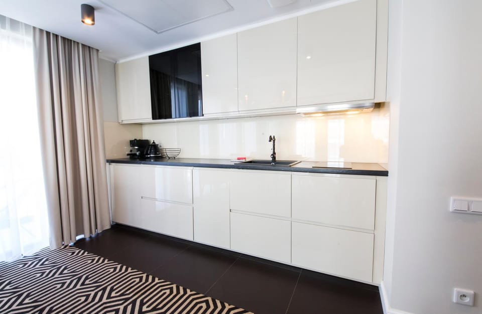 Kitchen or kitchenette, stove