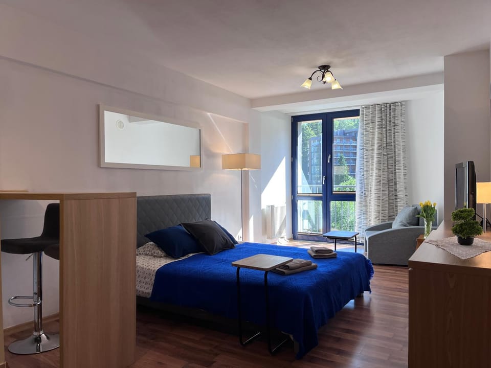 Bed, TV and multimedia, Living room, Seating area, Bedroom