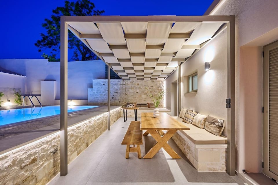 Night, Pool view, Swimming pool