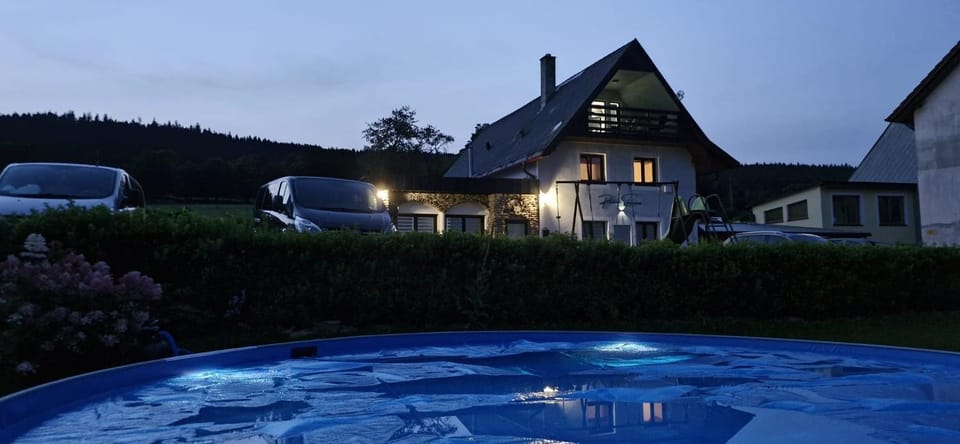 Property building, Night, Pool view, Swimming pool