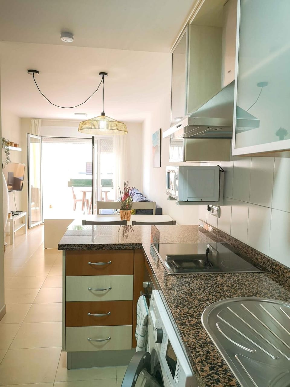 Kitchen or kitchenette, stove