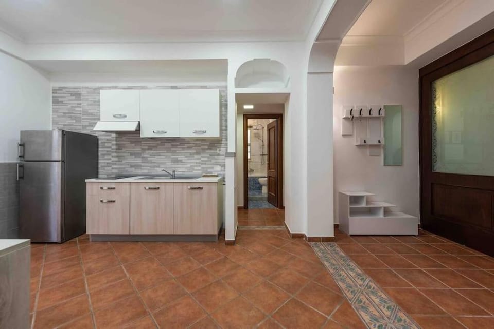 Kitchen or kitchenette, stove