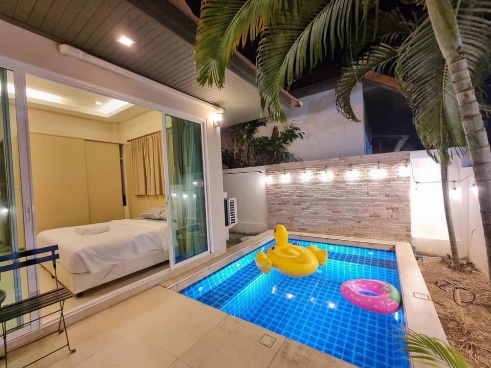 Night, Pool view, Swimming pool