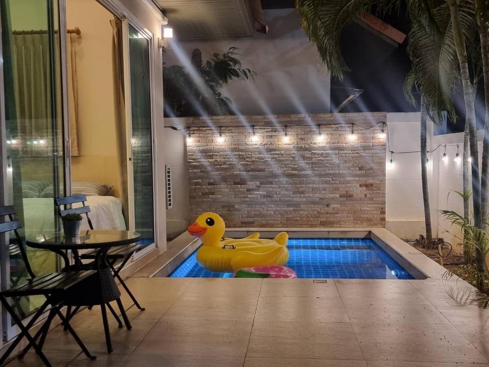 Patio, Night, Pool view, Swimming pool