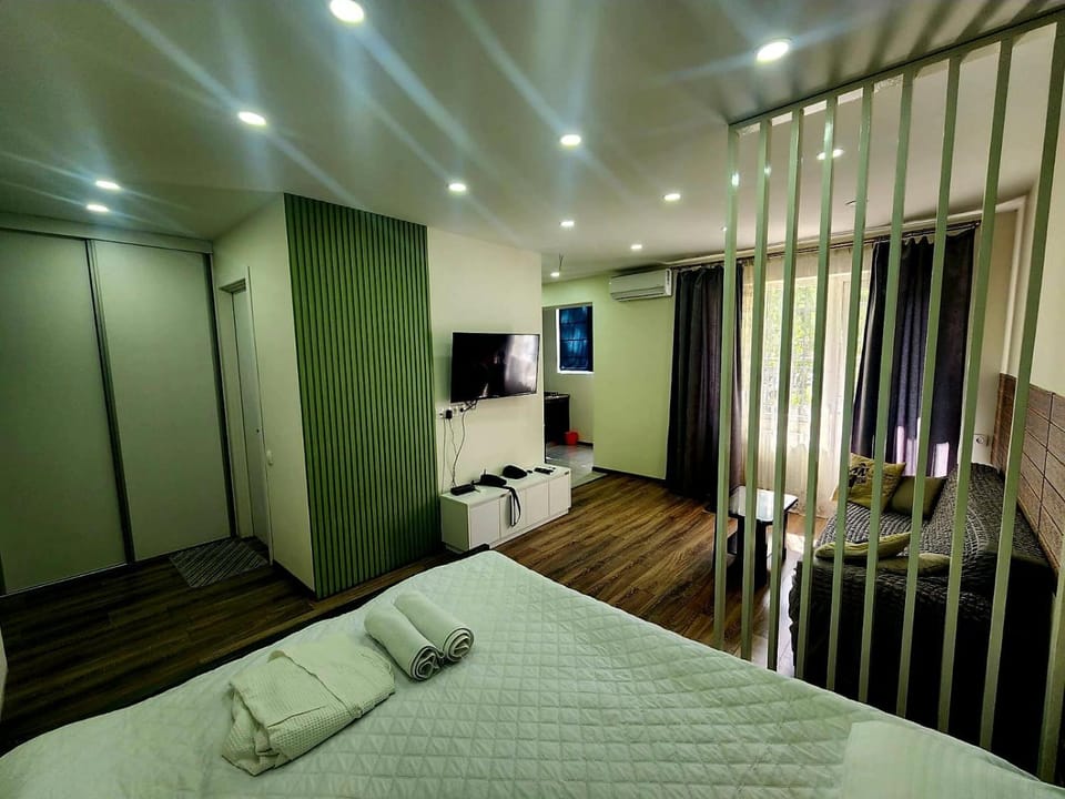 Communal lounge/ TV room, Bed, TV and multimedia, Living room, Photo of the whole room, Seating area, Evening entertainment, Bedroom