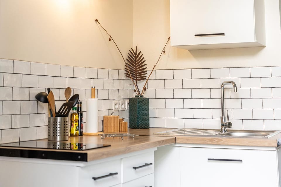 Kitchen or kitchenette, stove