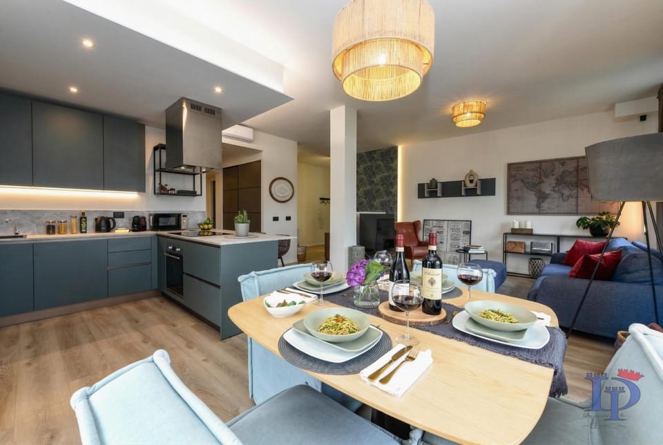 Kitchen or kitchenette, Living room, Dining area, stove, toaster