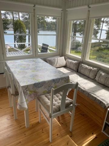 Patio, Living room, Seating area, Dining area, Lake view
