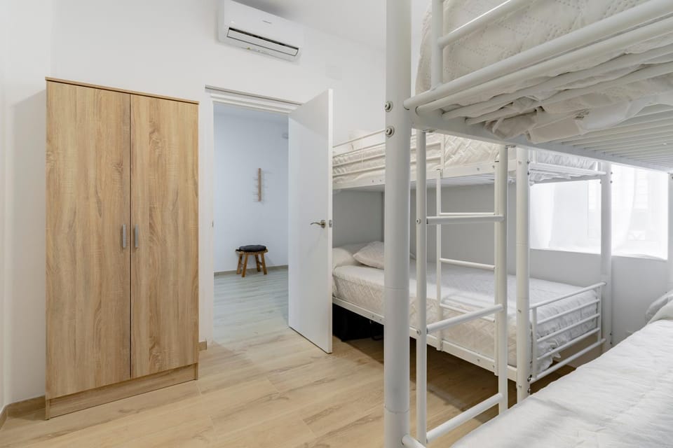 Bed, Bedroom, bunk bed, wardrobe, air conditioner