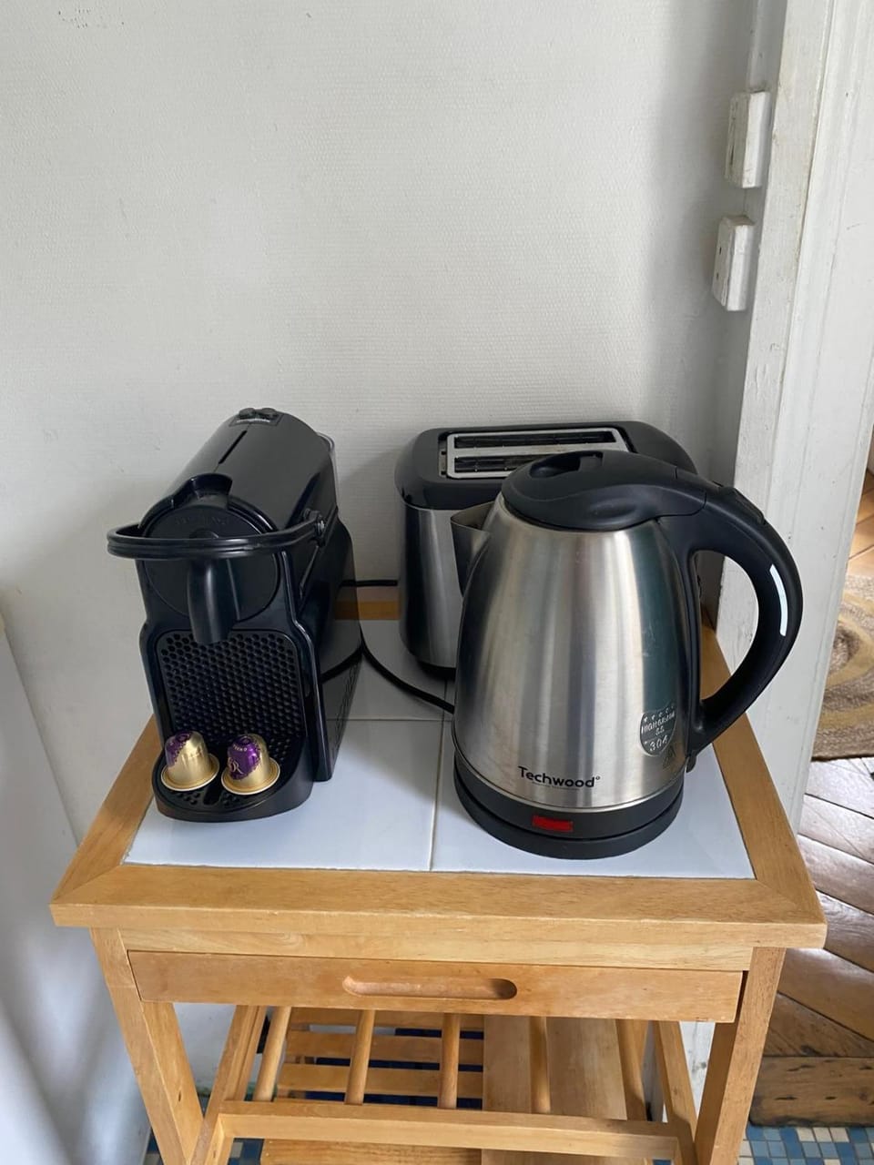 Kitchen or kitchenette, toaster