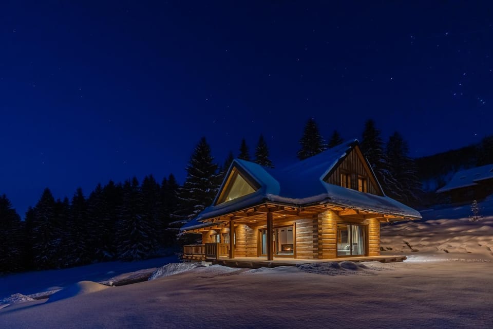 Property building, Night, Natural landscape, Winter