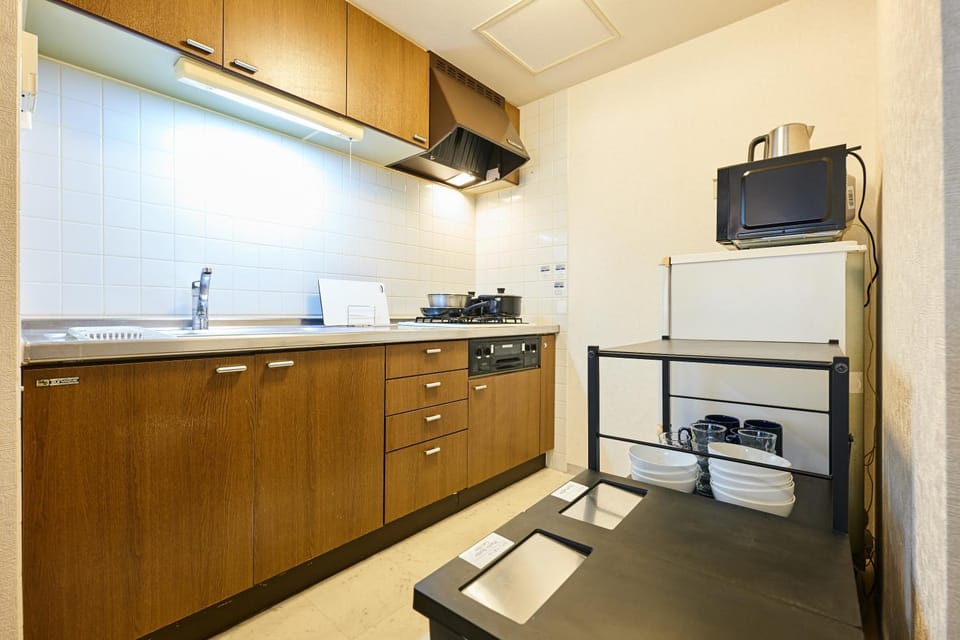 Kitchen or kitchenette, stove