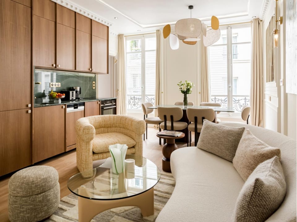 Kitchen or kitchenette, Living room, Dining area
