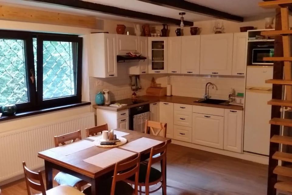 Kitchen or kitchenette, Dining area, stove