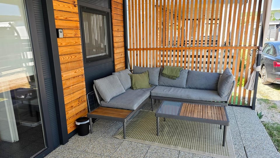 Property building, Patio, Day, Living room, Seating area