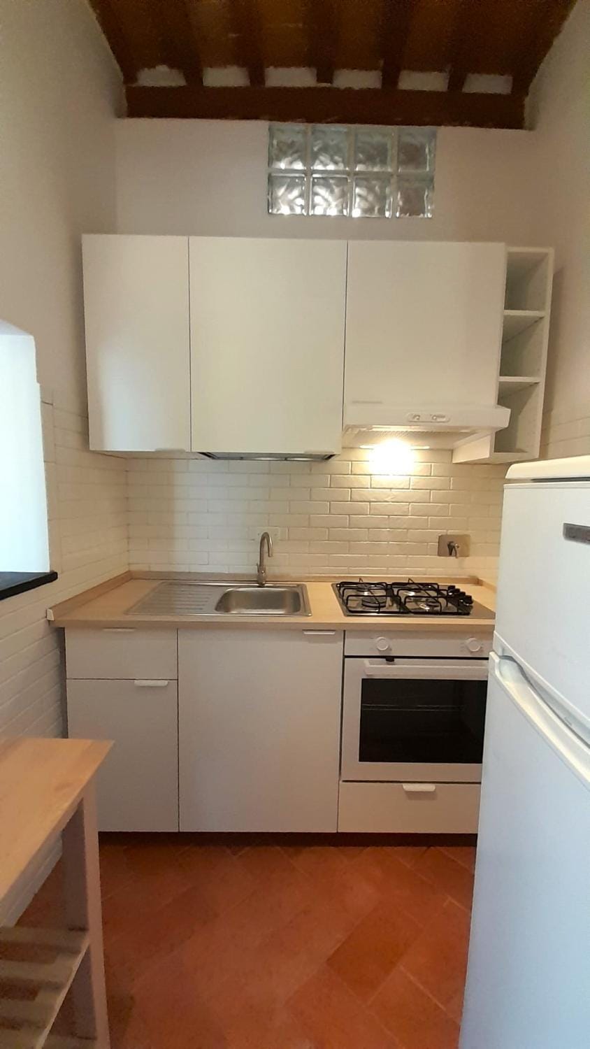 Kitchen or kitchenette, oven, stove