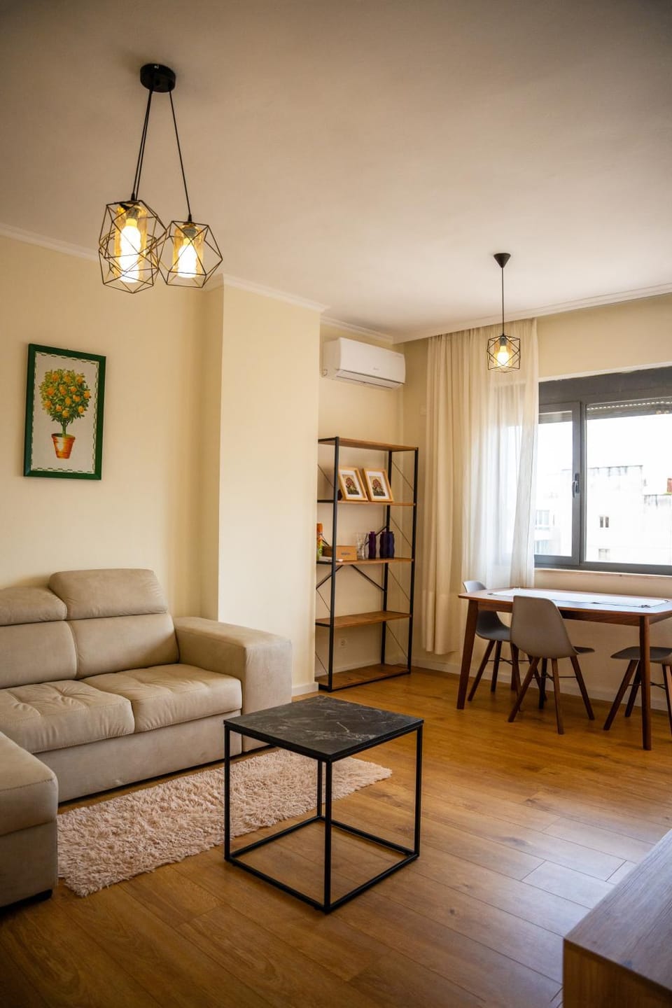 Living room, Seating area, Dining area, air conditioner