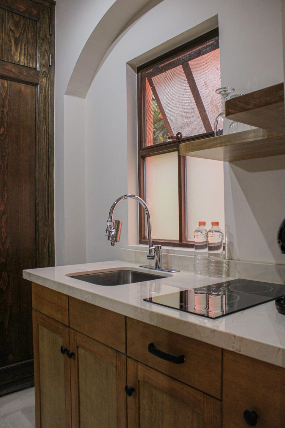 Kitchen or kitchenette, stove, kitchen