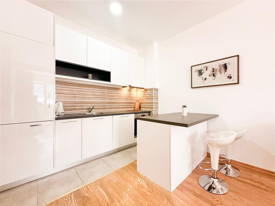 Kitchen or kitchenette, dishwasher, oven, stove