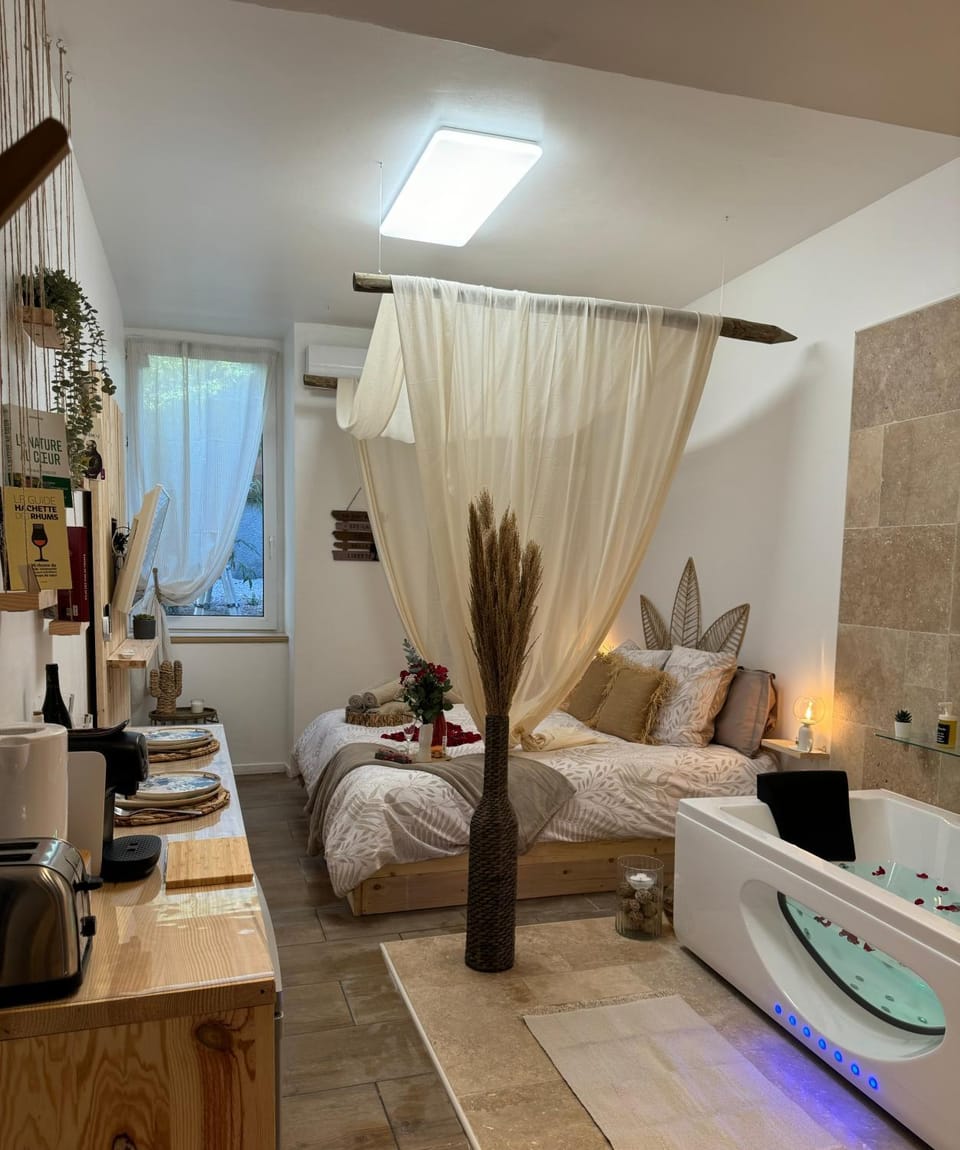 Bed, Hot Tub, Bathroom, Photo of the whole room, Bedroom, Bath, towels