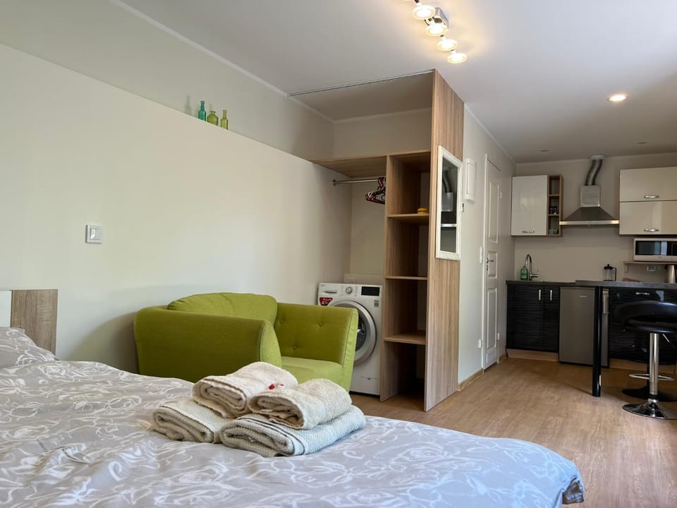 Bed, Kitchen or kitchenette, Living room, Photo of the whole room, Seating area, Dining area, Bedroom, stove