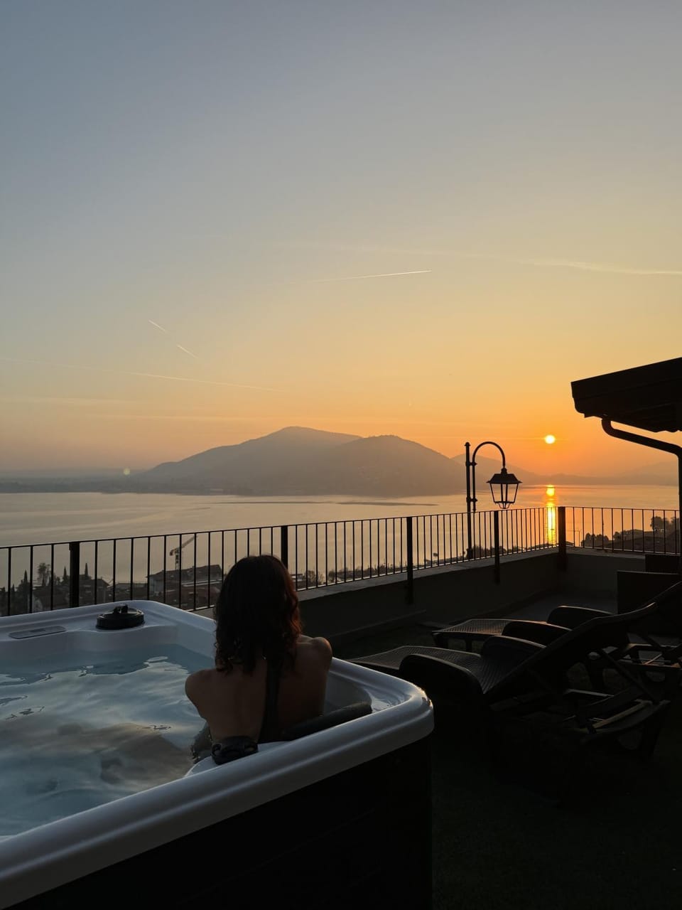 Property building, Hot Tub, Sunset