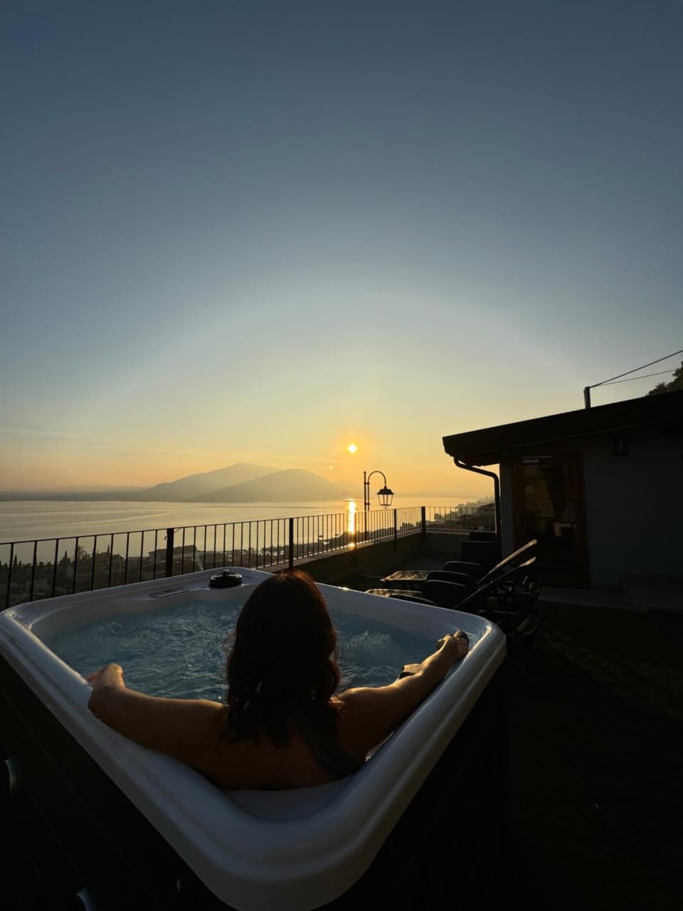 Property building, Hot Tub, Sunset
