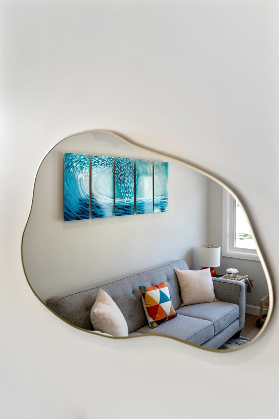 Bed, Living room, Seating area