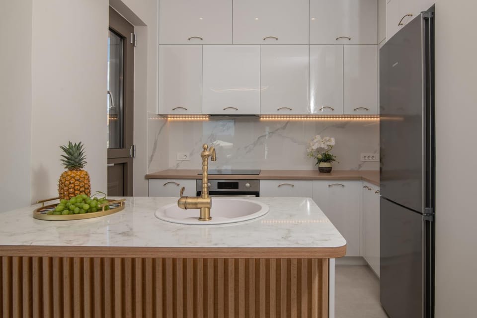 Kitchen or kitchenette, stove