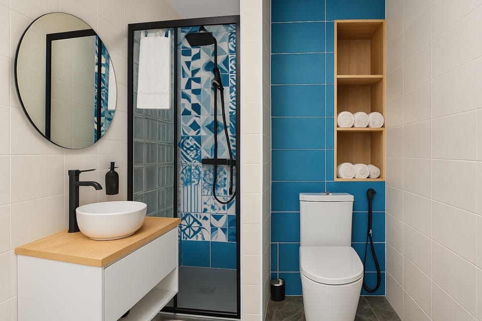 Shower, Toilet, towels