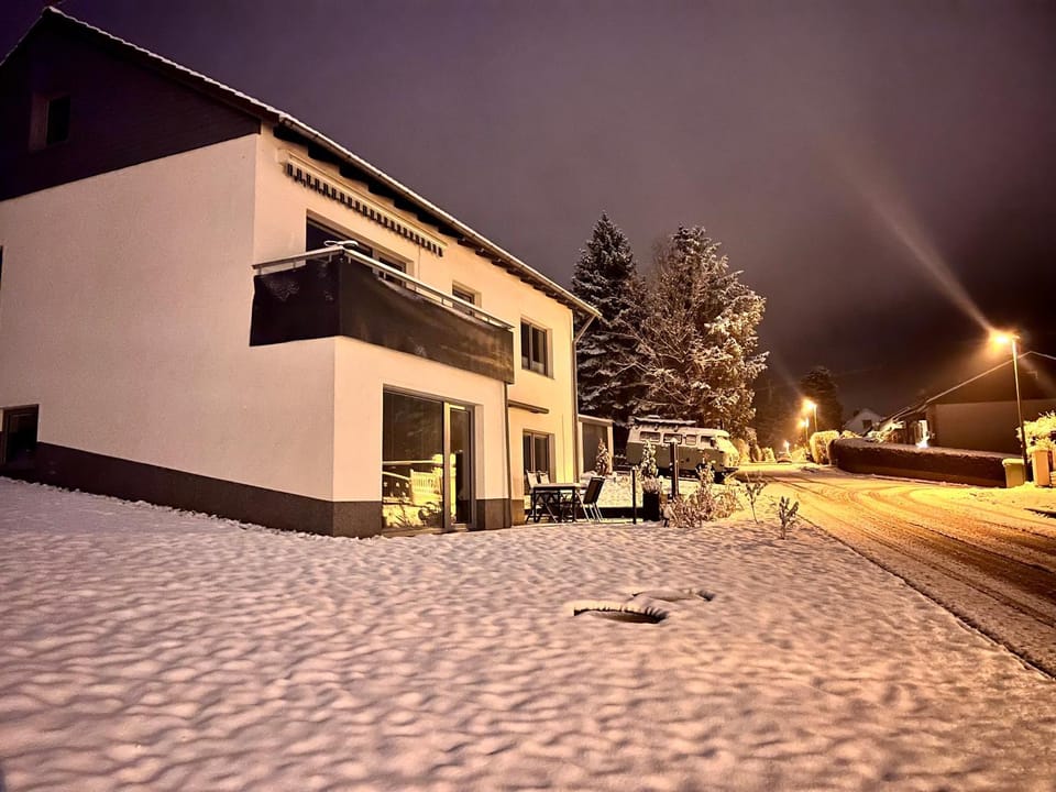 Property building, Night, Winter, Street view