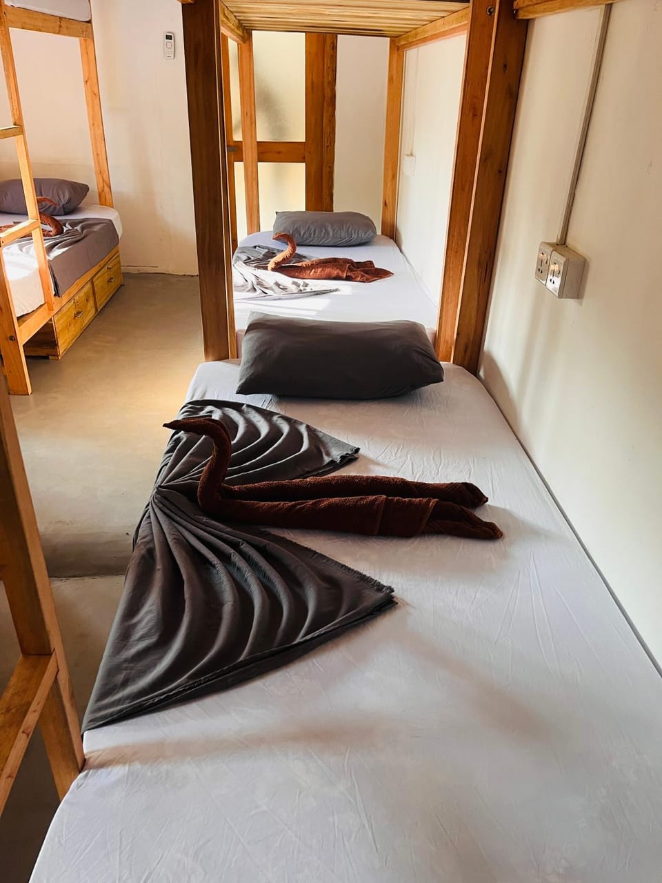 Bed, Photo of the whole room, Bedroom, bunk bed, towels