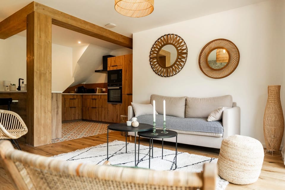 Living room, oven, washing machine, kitchen