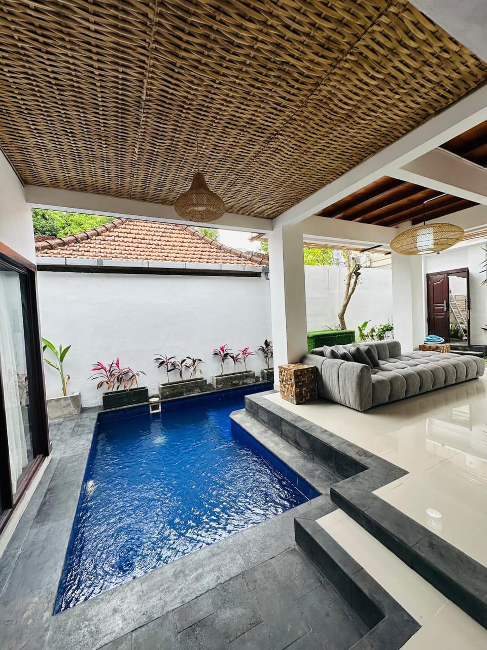 Living room, Seating area, Pool view, Swimming pool