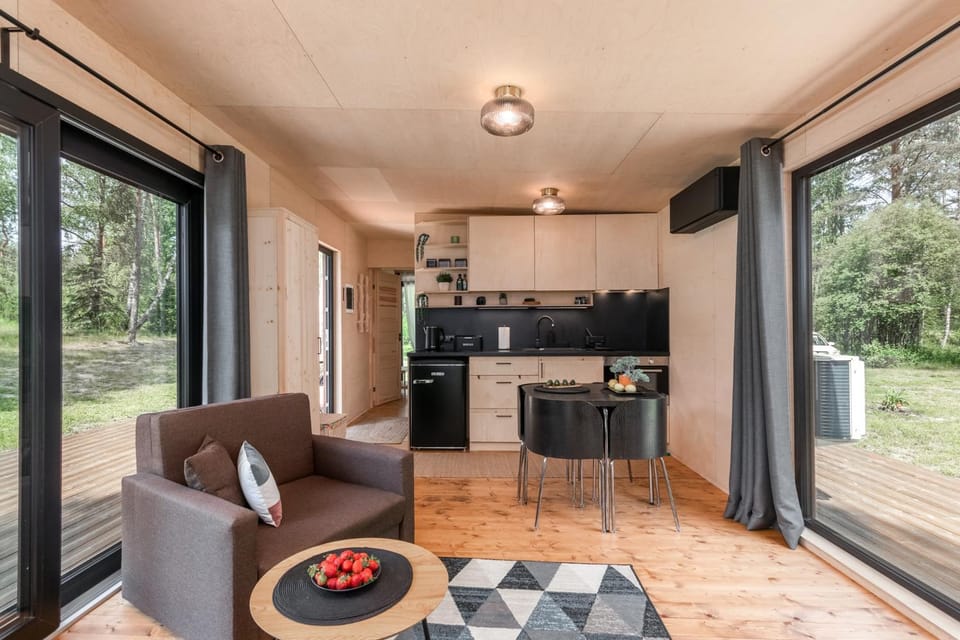 Kitchen or kitchenette, Living room, Seating area, Dining area, oven