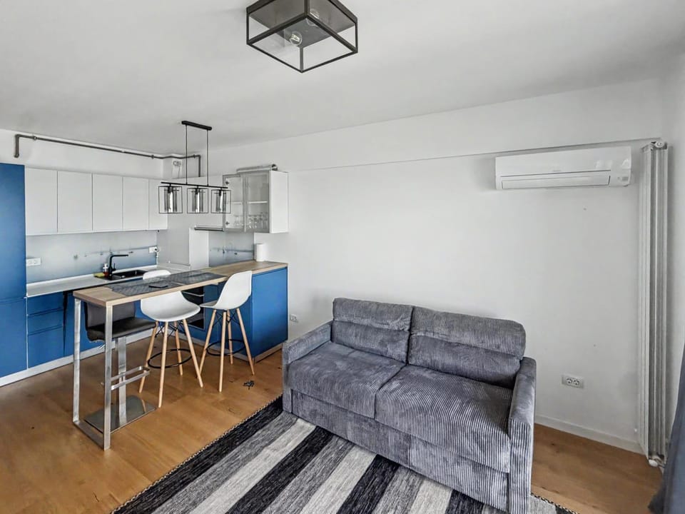 Kitchen or kitchenette, Living room, Seating area, Dining area, air conditioner