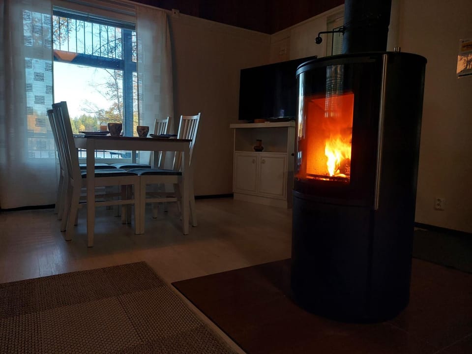 Dining area, fireplace