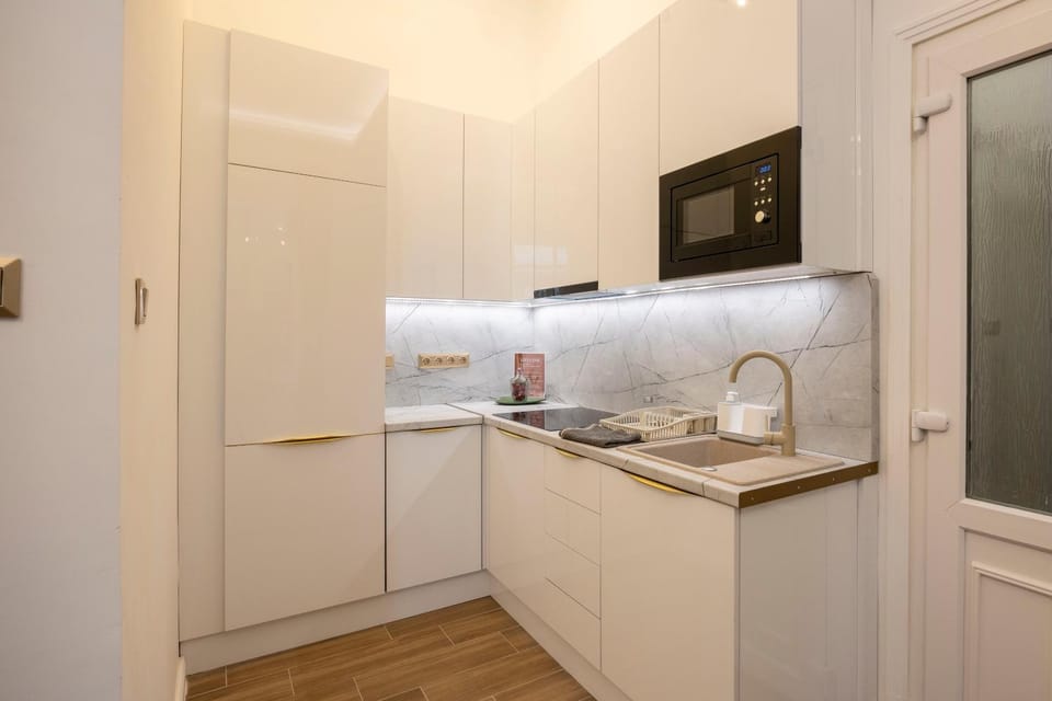 Kitchen or kitchenette, oven, stove