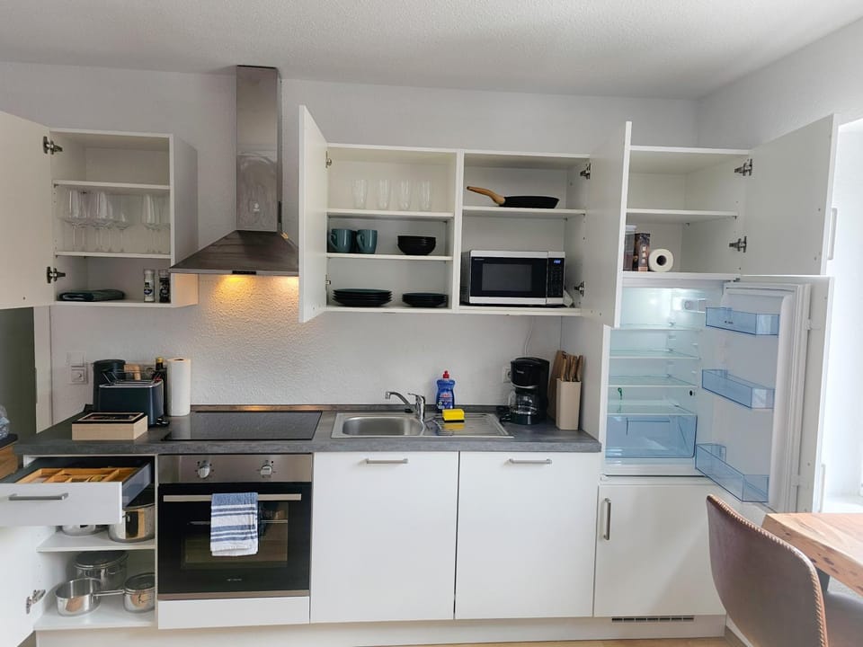 Coffee/tea facilities, Kitchen or kitchenette, dishwasher, oven, stove, toaster