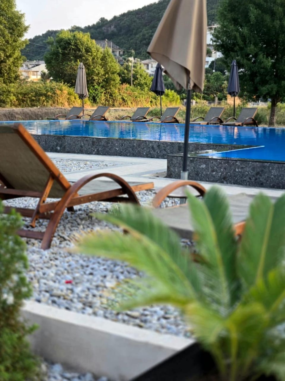 Swimming pool, sunbed