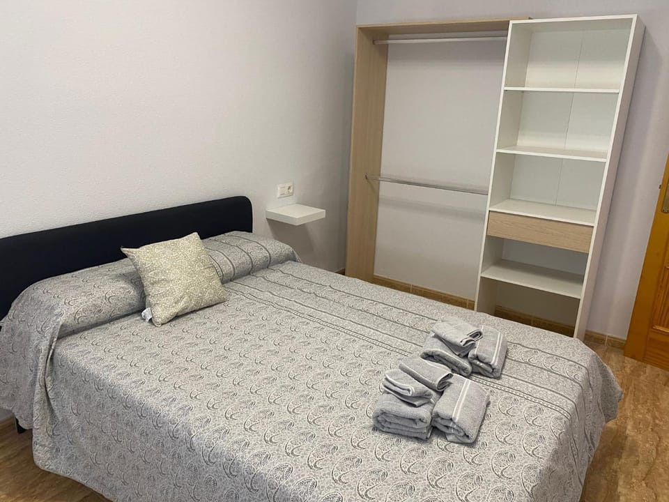 Bed, Photo of the whole room, Bedroom, towels, wardrobe