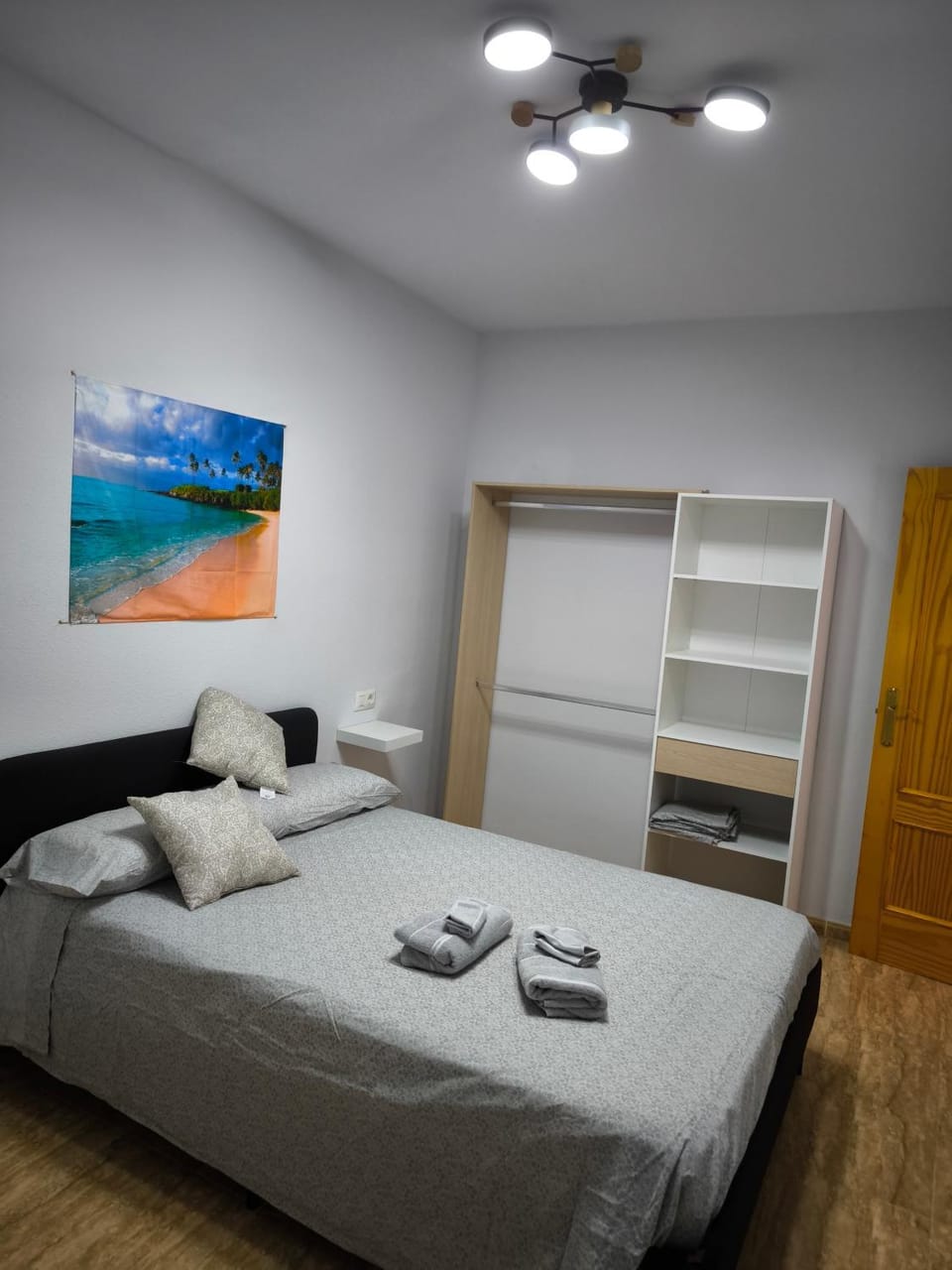 Bed, Photo of the whole room, Bedroom, towels, wardrobe