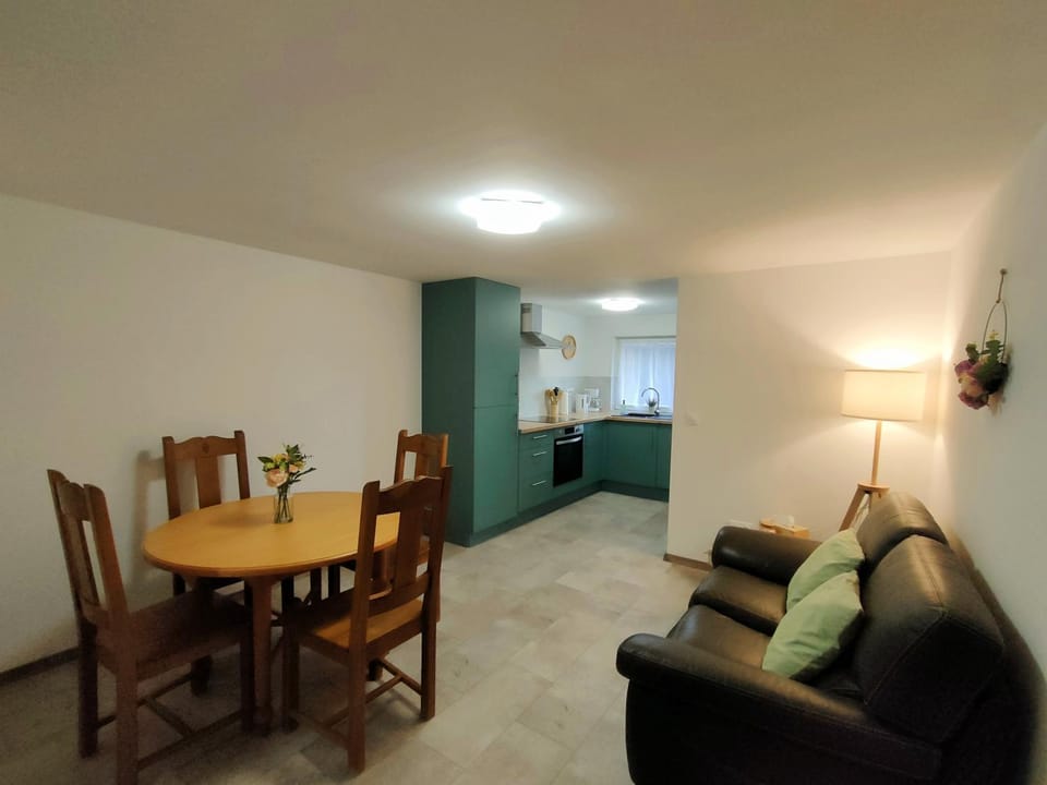 Kitchen or kitchenette, Living room, Seating area, Dining area