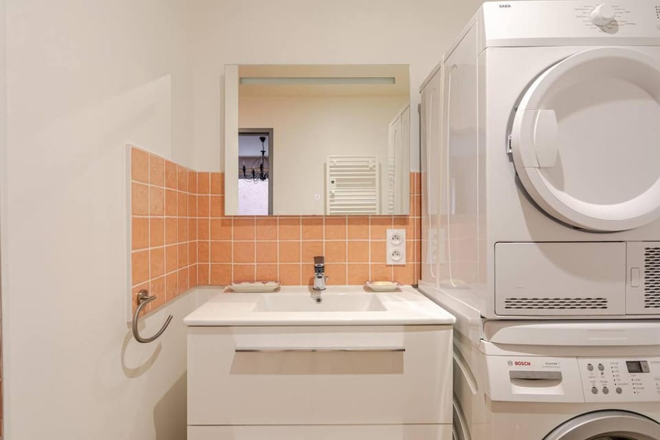 Bathroom, washing machine, dryer