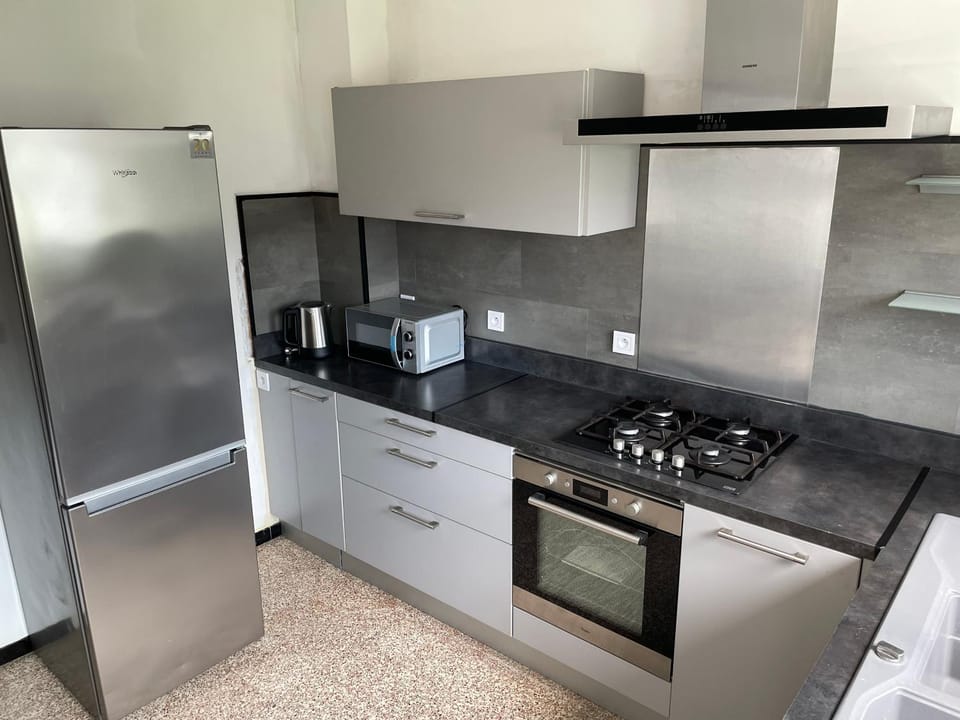 Kitchen or kitchenette, oven, stove